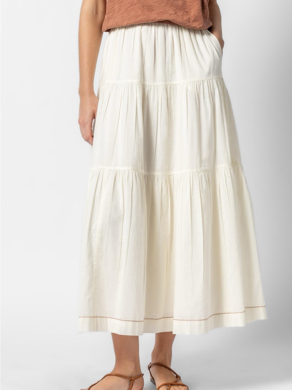 Lilla P Cotton Tiered Maxi Skirt